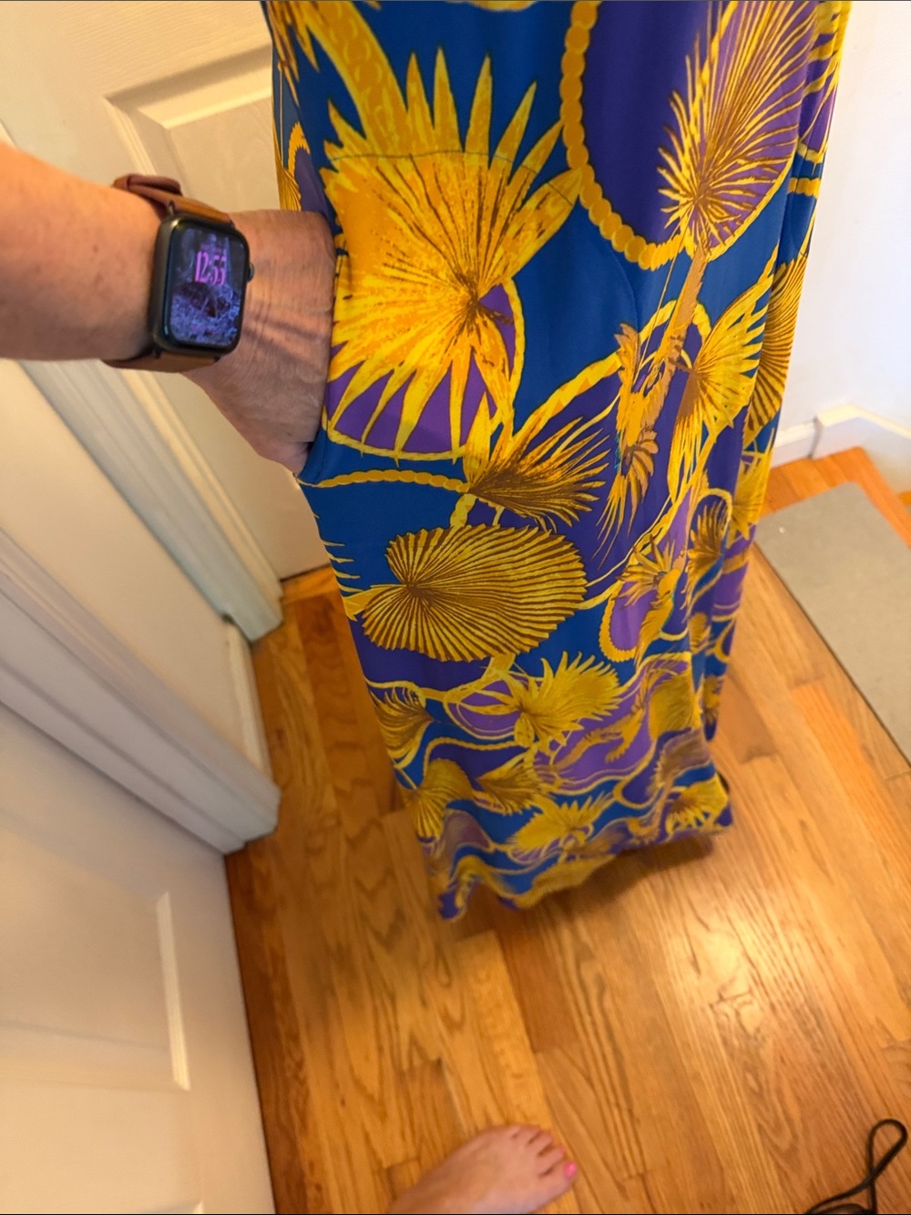 Attitudes by Renee Blue and Yellow Tropical Print Maxi Dress - Picture 4 of 5
